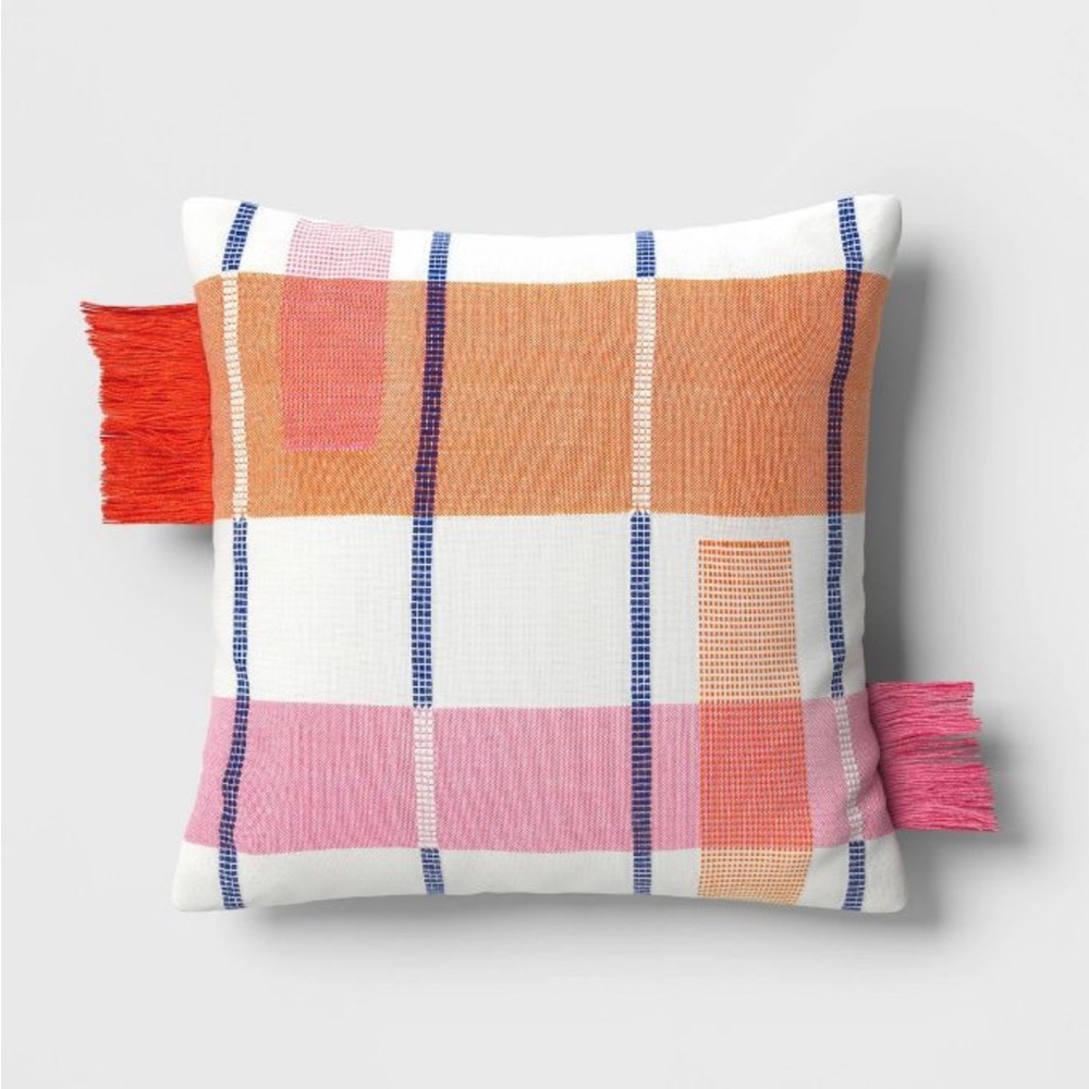 Threshold 18"x18" Blocks & Stitches Square Accent Throw Pillow Multicolor